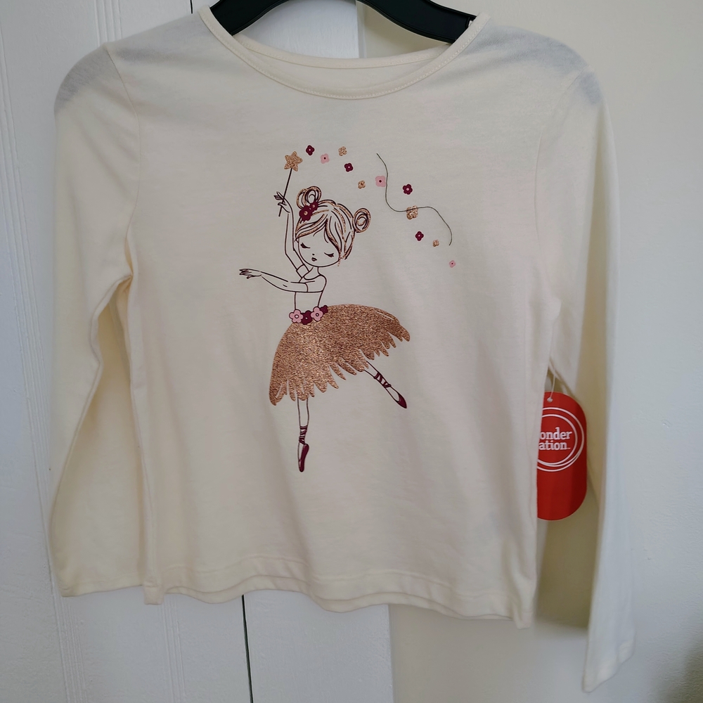 Wonder Nation Cream Long Sleeve Kids Shirt